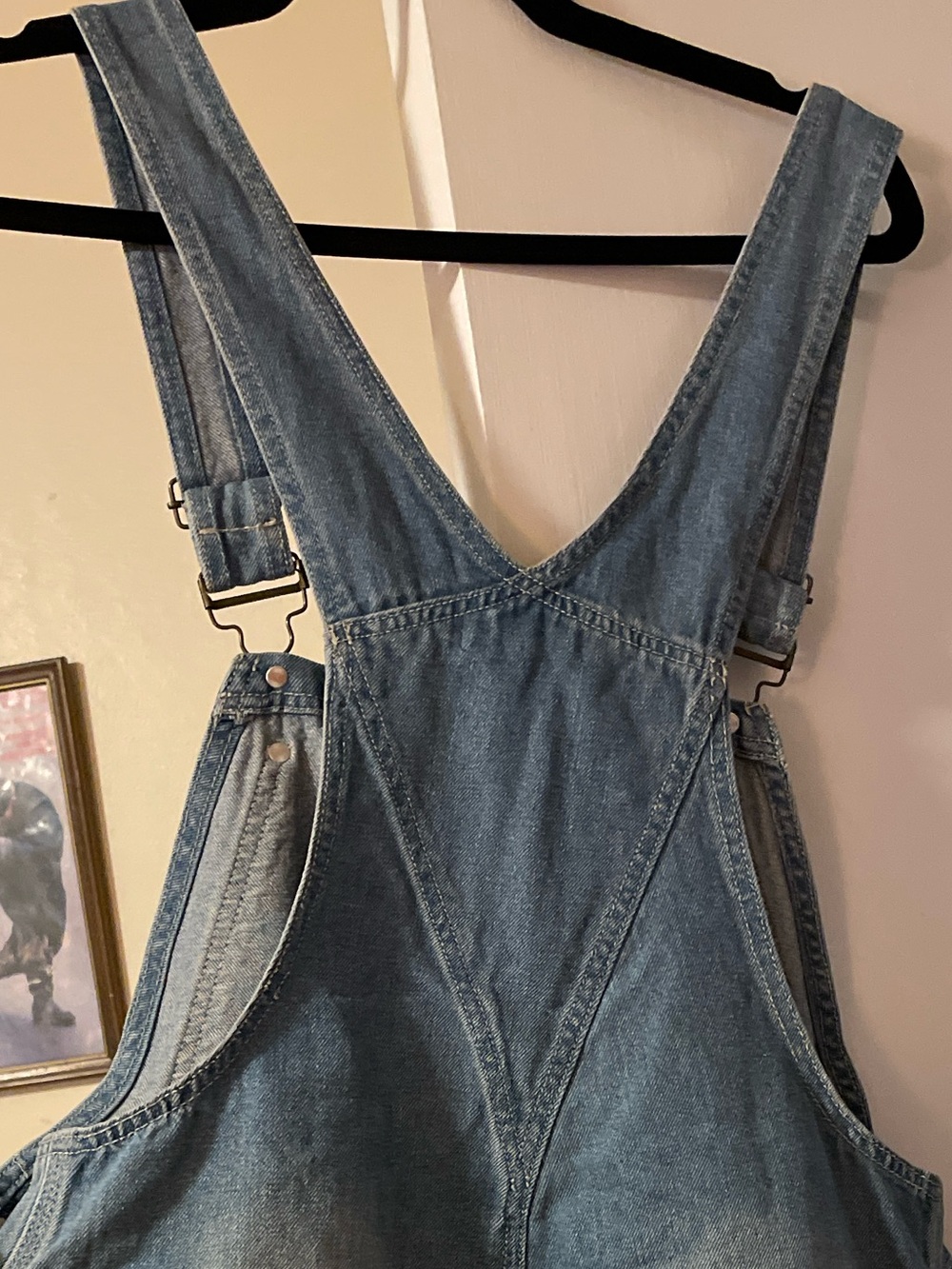 Distressed Light Wash Denim Short Overalls by Cotton Candy size M medium CUTE - Picture 3 of 7